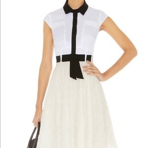 Karen Millen Women's White Mixed Broderie Dress - US size 10